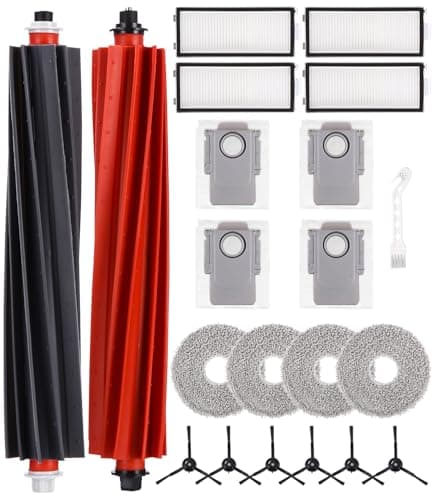 Kit di Accessori Ricambi per Roborock Q Revo master/Q Revo Slim,1 Paio di Spazzole Principali, 4 Filtri, 4 Sacchetti di Polvere, 4 Panni, 6 Spazzole Laterali, 1 Spazzola Piccola