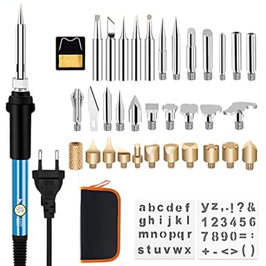 Kit Pirografia Legno 36 Pezzi,60W Portatile Kit Saldatore WesKimed,Temperatura Regolabile180° C a 480° C,Pelle/UtensiliElettrici/Intagliare/Bruciare/Goffrare,Custodia per il trasporto