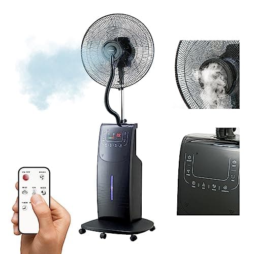 Wintem ATUM Ventilatore con Nebulizzatore e Ionizzatore - Display Touch, 3 Velocità, Telecomando, Timer 12h, Serbatoio 3L, Aroma e Repellente Zanzare