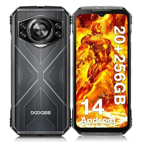 DOOGEE S cyber Rugged Smartphone, 20GB RAM + 256GB ROM, 10800mAh Telefono Indistruttibile, 6.58”FHD Cellulare Indistruttibile, 50MP+16MP+5MP Android 14 Face ID/Fingerprint/NFC/OTC/GPS, Nero Argento