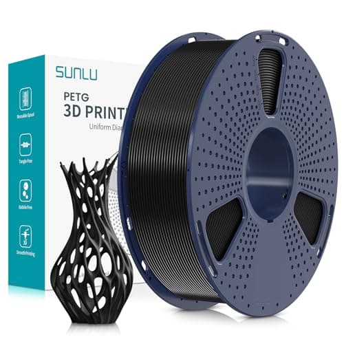 SUNLU PETG Filament 1,75 mm, Filamento per Stampante 3D PETG, Resistenza Migliorata e Alta Resistenza Agli Urti, Adatto Alla Maggior Parte Delle Stampanti 3D FDM, Bobina da 1 kg, Nero