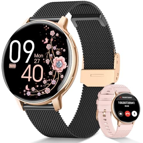 SWGOTA Smartwatch Donna con Chiamate WhatsApp, 1,39" HD Orologio Fitness con 120 Sports 24H Cardiofrequenzimetro, SpO2 Sonno Ciclo Mestruale Smart Watch IP68 Notifiche Calorie per Android iOS Oro Nero