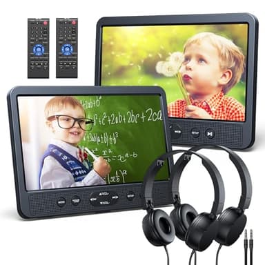 NAVISKAUTO 10.1" Lettore DVD da Auto per Poggiatesta, Supporta HDMI/USB/TF/AV IN/AV OUT/Region Free con 2 Cuffie(2 lettori DVD)