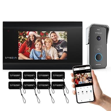 TMEZON KIT Videocitofono Wifi 2 fili con 7 pollici Touchscreen1080P Campanello esterno con telecamera,Citofono smart Monofamiliare MZ-M710,Registra Video/Foto,Visione Notturna,APP/Carta RFID Unlock