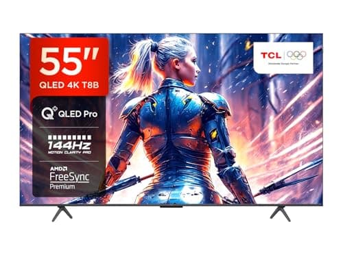TCL 55T8B, TV QLED 55”, 4K Ultra HD, Google TV (Dolby Vision, Audio ONKYO 2.1 con Dolby Atmos, Controllo vocale hands-free, compatibile con Google assistant & Alexa, AirPlay2)