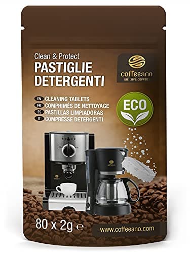 80 pastiglie detergenti eco Coffeeano per macchine da caffè superautomatiche e Clean&Protect. Pasticche compatibili con ogni marca. Incl. eBook