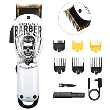 BESTBOMG Tagliacapelli Uomo Professionale Regolabarba Uomo Tagliacapelli Elettrico Ricaricabile con Pettine di Precisione 2000mAh Batteria Ricaricabile per Bambini Adulti Anziani Pet Salone (Bianco)
