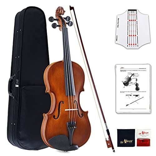 Aileen Violino 4/4 Principianti Studente con Adesivo per Tastiera di Violino, Manuale Dell'utente, Custodia, Ponticello, Archetto, Colofonia, Panno per Lucidare