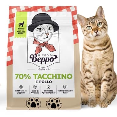 Il Cibo Di Beppo - Cibo Secco Per Gatti Adulti - Crocchette Senza Cereali Di Alta Qualità: Grain Free E Senza Glutine - Alimento Completo (Tacchino con Pollo, 1,5kg)