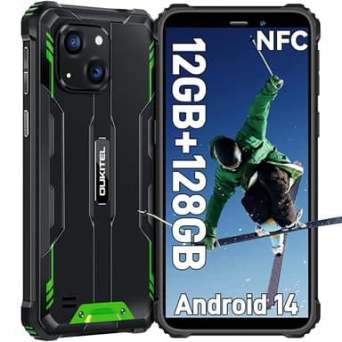 OUKITEL WP32 Smartphone Rugged Android 14-12GB RAM + 128GB ROM/1TB TF - 6.0" HD+ Telefono Indistruttibile - 6300mAh 20MP + 5MP Impermeabile IP68 Dual SIM 4G/Face ID/NFC/OTG/GPS Verde