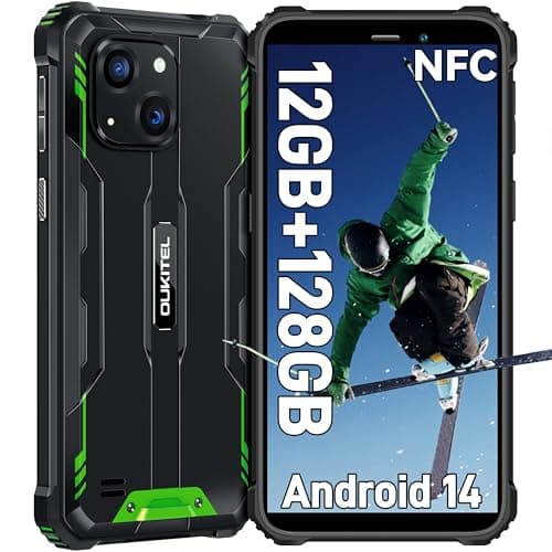 OUKITEL WP32 Smartphone Rugged Android 14-12GB RAM + 128GB ROM/1TB TF - 6.0" HD+ Telefono Indistruttibile - 6300mAh 20MP + 5MP Impermeabile IP68 Dual SIM 4G/Face ID/NFC/OTG/GPS Verde