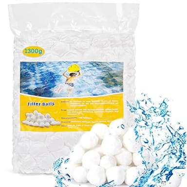 Amzeeniu 1300g Filtro Balls,può Sostituire la da 46 kg Sabbia Sfere per Filtrazione a Sabbia per Piscine,Riutilizzabile per Filtro Piscina Pompe Filtranti e Acquari(Bianca)