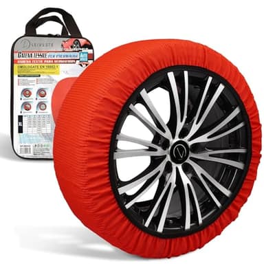 LEIVESTE-Calze da Neve Omologate Italia EN 16662-1 2020 2 Catene da Neve in Tessuto per Auto，Montaggio Facile in 2 Minuti (XL)