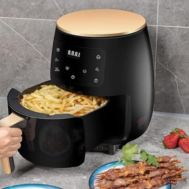 SQUADO Friggitrice ad Aria Elettrica da 2400W, 8L, Senza Olio, Acciaio Inossidabile, Cottura 360°, per Verdure e Frutta