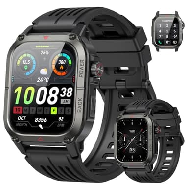 Smartwatch Militare Uomo con Funzione Telefono, Orologio Smartwatch Uomo con Cardiofrequenzimetro/Sonno/Contapassi, 120+ Modalità Sport, Impermeabilen IP68 Smart Watch per Android iOS