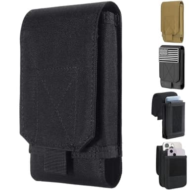 Urvoix, fondina porta cellulare, colore nero, da esercito, per cintura, taglia L