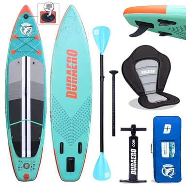 Tavola gonfiabile SUP Board Set Stand Up Paddle Board con kayak, portata 150 kg, base per fotocamere sportive, pinne di pesce rimovibili, doppia pagaia, 330 x 76 x 15 cm, Verde menta