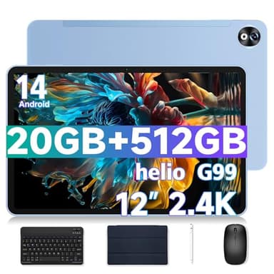 DOOGEE T40 PRO Tablet con tastiera, 20 GB RAM + 512 GB ROM (2 TB TF), Tablet PC, Tablet PC, Tablet 12 pollici, Helio G99, Tablet da gioco, 10800 mAh, batteria Android 14, Tablet LTE, Tablet Android