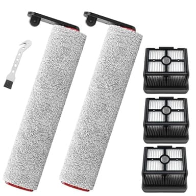 DianSung Spazzole Rullo Parti di ricambio per per Dreame H12 Pro/ H12 Dual aspirapolvere per liquidi e asciutti, set di accessori 2 Rulli per spazzole + 3 Filtri + 1 Spazzola per la pulizia
