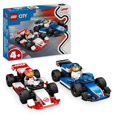 LEGO City Williams Racing e Haas F1 - Modelli di Auto da Corsa da Costruire con 2 Minifigure di Piloti e Starter Brick - Idea Regalo per Bambini e Bambine da 4 Anni Fan delle Macchine Giocattolo 60464