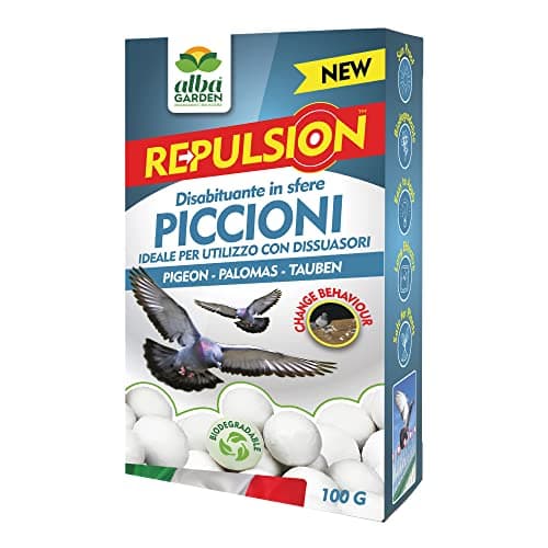 Albagarden - Repellente Piccioni - Disabituante in Sfere di Cellulosa - Barriera Vegetale Olfattiva Anti Piccioni - Dissuasore Naturale Scaccia Uccelli E Ratti x 100 gr