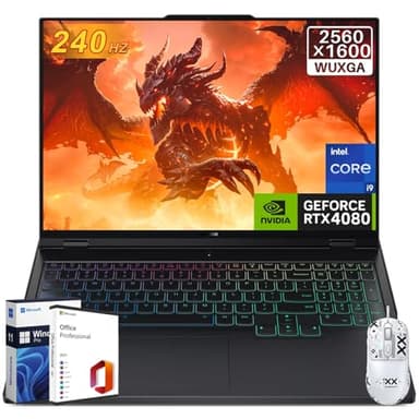 Lenovo Legion Pro 7i Gen 9 Gaming Laptop, Intel 24-Core i9-14900HX, NVIDIA RTX 4080, 16" 240Hz 2K WQXGA IPS, 64GB DDR5, 2TB SSD, Wi-Fi 6E, Win 11 Pro, licenza Office Pro Lifetime License, Gaming Mouse