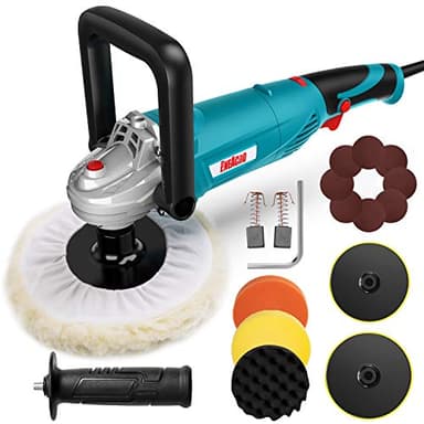 Lucidatrice Auto, ENEACRO 1200W Lucidatrice per Auto, 6 velocità Variabili, con Base 150/180MM, Impugnatura D staccabile e maniglia laterale, per Auto,Lucidatura di Pavimenti e cera