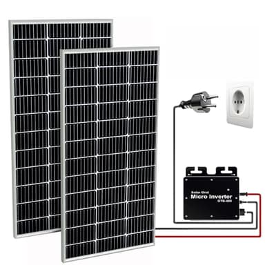 FEDAPURY 400 Watt Centrale elettrica da balcone Presa di corrente completa, inverter 400w WIFI, 2x 100w Pannello solare fotovoltaici, moduli solari plug and play