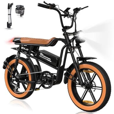 EVERCROSS EK30 Bicicletta Elettrica per Adulti, 20" x 4.0 Pneumatici Grassi E-Bici, Fino a 25KM/H, 48V 15AH Batteria Rimovibile E-bike, 7 Velocità, E-Bici da Corsa Montagna Neve