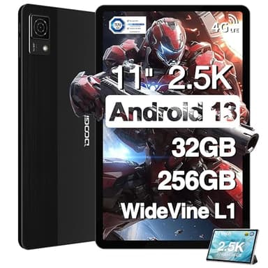 DOOGEE T30 Ultra Tablet, Tablet 11 Pollici 2.5K Display, Android 13 Tablet, Helio G99 Octa Core Tablet, 32GB+256GB/TF 2TB, 2560x1600 FHD+, 16MP+8MP/8580mAh/4G Dual SIM/5G WiFi/OTG/Widevine L1/GPS Nero