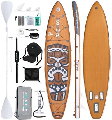 FunWater Tavola da Surf Gonfiabile 350×83×15cm Tavole Gonfiabili da Stand Up Paddle SUP Gonfiabile Adulti con Sedile Kayak,Pagaia Doppia,Borsa Impermeabile,SUP Tracolla