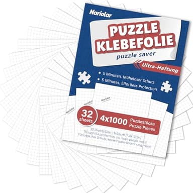 Nariolar Fogli di Colla per Puzzle, 32 Fogli Salva Puzzle che Conservano Puzzle da 4×1000 Pezzi, Salva Puzzle per una Conservazione Facile in Pochi Minuti