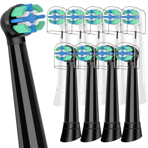 Testine Compatibile con Oral B iO Spazzolino Elettrico, per Oral B iO 2/3/4/5/6/7/8/9/10 serie, setole morbide per proteggere denti e gengive, nero/bianco, 10 pz