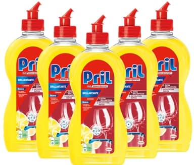 Pril Brillantante+ Brillante per Lavastoviglie, Limone & Lime, 5 Confezioni da 500 ml