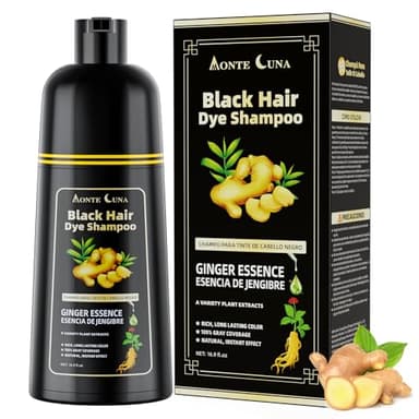 Black Hair Dye Shampoo, shampoo per capelli neri 3 in 1, per capelli grigi, shampoo istantaneo per uomini e donne, effetto anti-grigio, 500 ml
