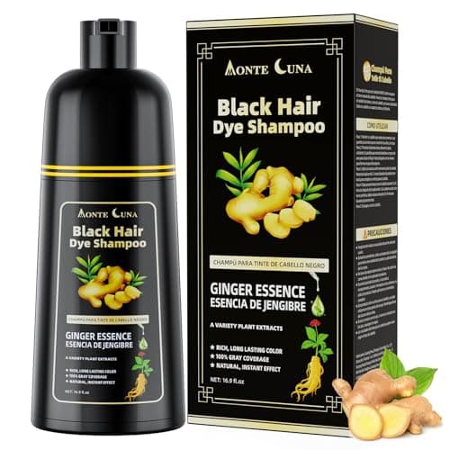 Black Hair Dye Shampoo Colorante Uomo Donna, 3 in 1 Hair Color Shampoo Naturale Colore Istantaneo Antigrigio, 500ML