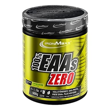 IronMaxx 100% EAAs Zero - Aminoacidi in polvere- integratore a base degli 8 aminoacidi essenziali con alto contenuto di BCAA- vegano- senza zuccheri- gusto: Tè Freddo Al Limone- Alta Dose- 500g