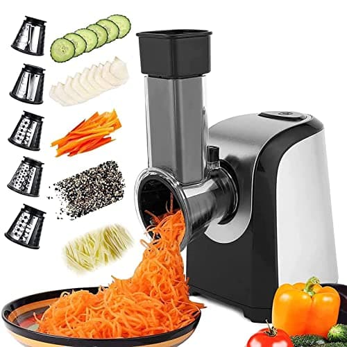 Meykey Taglia Verdure Elettrico 150W Tritatutto da Cucina, Tritatutto Multifunzione 5 in 1 Tritatutto per Verdura, Fresh Express, Nero d'argento