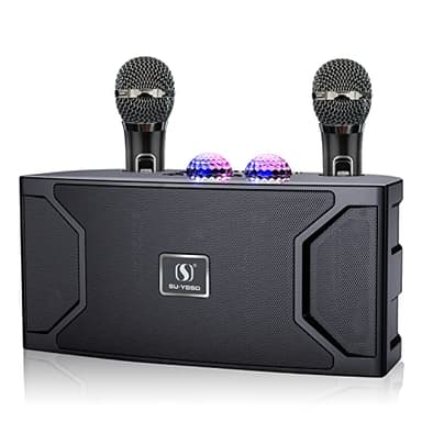 Karaoke professionale,Casse karaoke con 2 microfoni wireless, Altoparlante portatile Bluetooth per Casse karaoke completo con supporto per controllo bassi/alti TF/USB, AUX IN,REC
