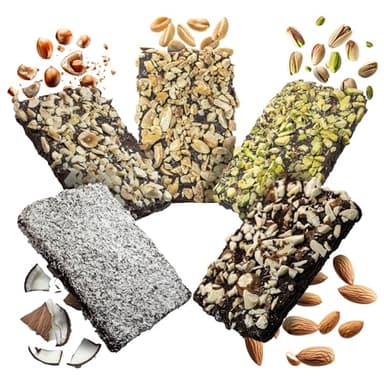 Veganwell - 10 Barrette proteiche vegane senza zucchero aggiunto, senza lattosio - Barrette energetiche - snack proteici - Vegan protein bar - Sette gusti (Mix (10 barrette tutti i gusti))