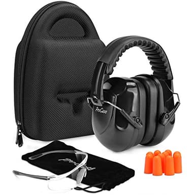 ProCase Poligono di Tiro Accessori da Softair e Caccia, Cuffie per Poligono di Tiro + Occhiali di Sicurezza + Tappi per Le Orecchie + Custodia da Viaggio per Uomo Donna per Poligono di Tiro e Caccia