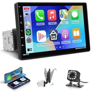 Rimoody Autoradio 1 Din Wireless Carplay Android Auto 9 Pollici IPS Schermo Staccabile Touchscreen Autoradio con Mirror Link FM/USB/EQ/AUX/TF Controllo del Volante Telecamera Posteriore 178 mm*50 mm