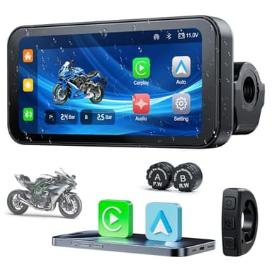 Volam Moto Carplay Android Auto Senza Fili 6,25" Portatile Touch Screen Monitoraggio Pressione Pneumatico Bluetooth WiFi IP67 Impermeabile Vivavoce