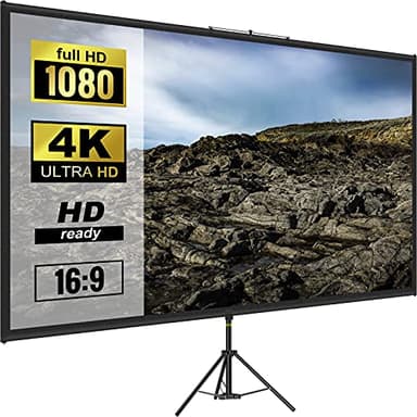 VEVOR Schermo Cinematografico per Esterni, 177,8cm per Proiettore, HD 16:9 Portatile con Supporto Treppiede in Alluminio, Grandangolo di 160 Gradi, per Casa, Cattedrale