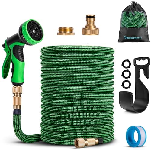 HOMEPROTEK Tubo Acqua Giardino 30 Metri Tubo Estensibile Da Giardino - Canna Acqua Giardino Con Pistola Acqua Giardino a 9 Modalità di Spruzzo - Tubo Irrigazione con Raccordi in Ottone da 1/2" e 3/4