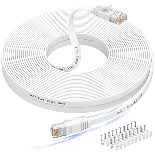 Cavo ethernet 15 metri, Cat 6 cavo di rete ad alta velocità con connettori RJ45 per modem e router, ompatibile a monte con il Cavo Lan Cat 7/Cat 8, bianco
