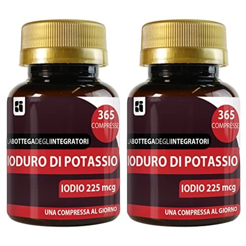Ioduro Di Potassio 730 Compresse 225 mcg Iodio 1 al giorno | Senza Glutine e Lattosio | non di origine animale | 2 Confezioni da 365