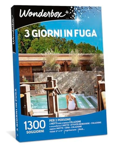 Wonderbox - Box Regalo 3 Giorni in Fuga - Regali di Coppia per Trascorrere Un Weekend di Esplorazione del Territorio, Idee Regalo per Anniversario, Regali Coppia da Vivere Spensierati.