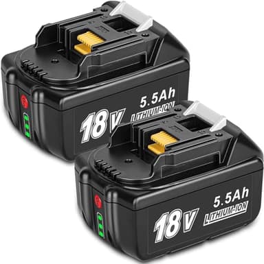 KUNLUN 2 Pezzi 5.5Ah Batteria di Ricambio per Makita, Batterie per Makita 18v BL1850B BL1860 BL1830 BL1860B BL1830B BL1840B BL1840 BL1835 BL1845 LXT-400 194204-5 194205-3, con Indicatore LED