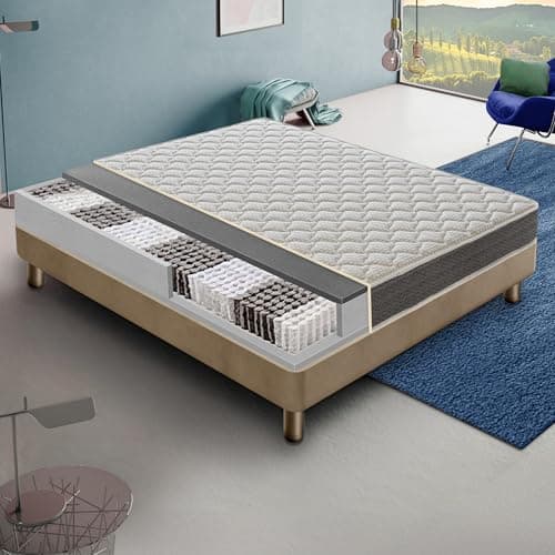 Materassiedoghe - Materasso Molle Insacchettate 900 Molle insacchettate 6 Cm Foam Ortopedico Alto 22 cm - zone di portanza differenziata - confortevole ed ortopedico (160x190 cm)